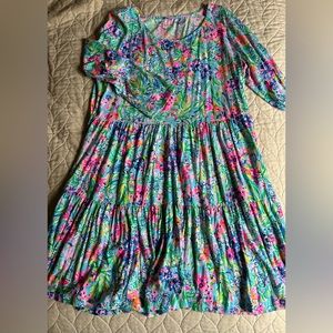 NWOT LILLY PULITZER GEANNA DRESS XL -Amalfi Blue Alligator Isle- VERY HTF 💜💜💜
